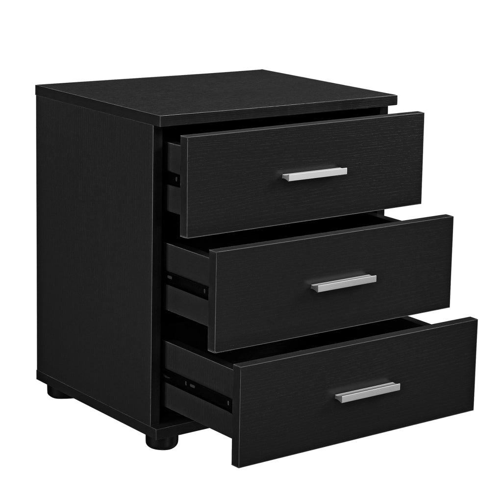 Comodino con 3 Cassetti 45 x 34 x 50 cm - Nero [en.casa]