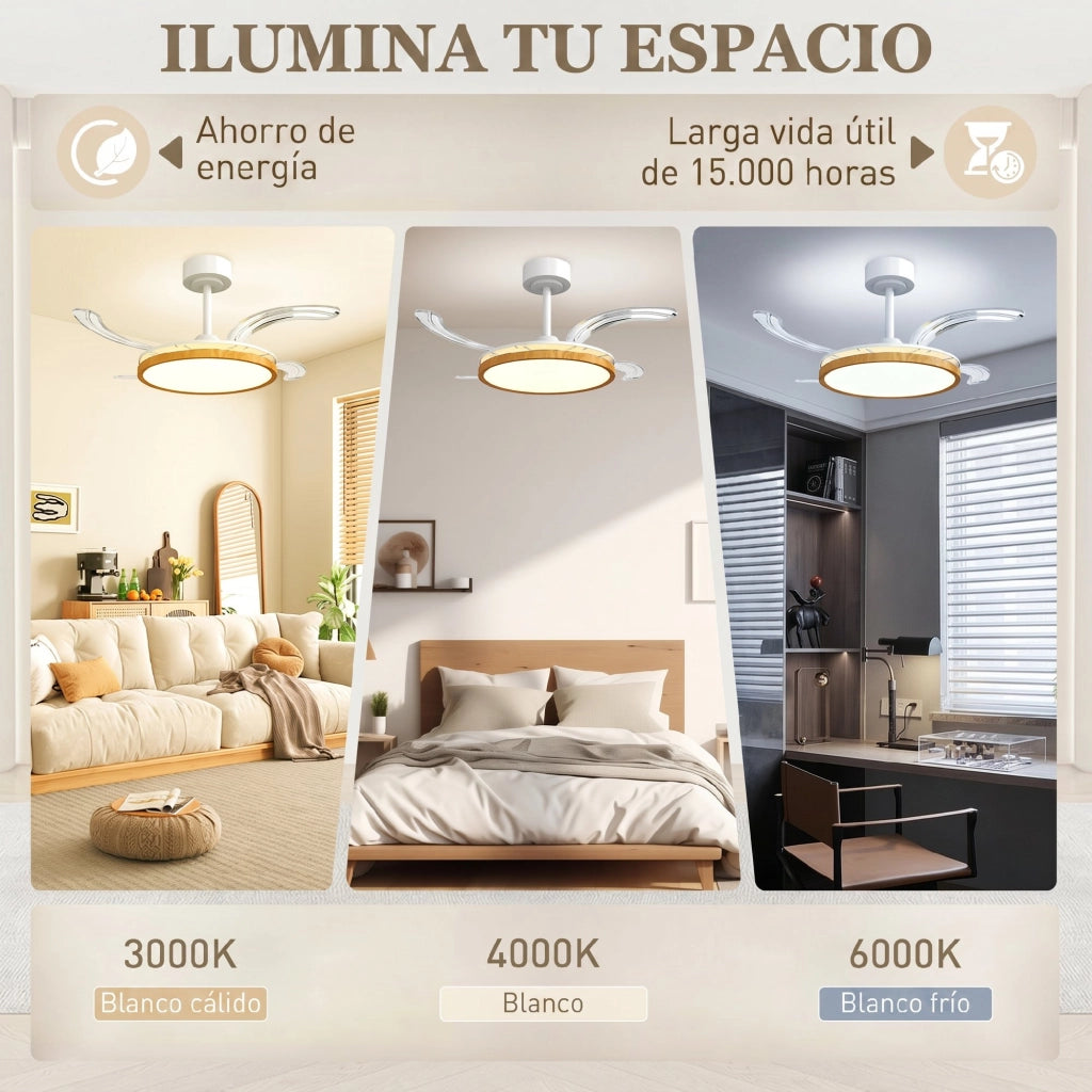 Ventilatore a Soffitto con Luce LED ¨C Minimal ¨C 95 cm
