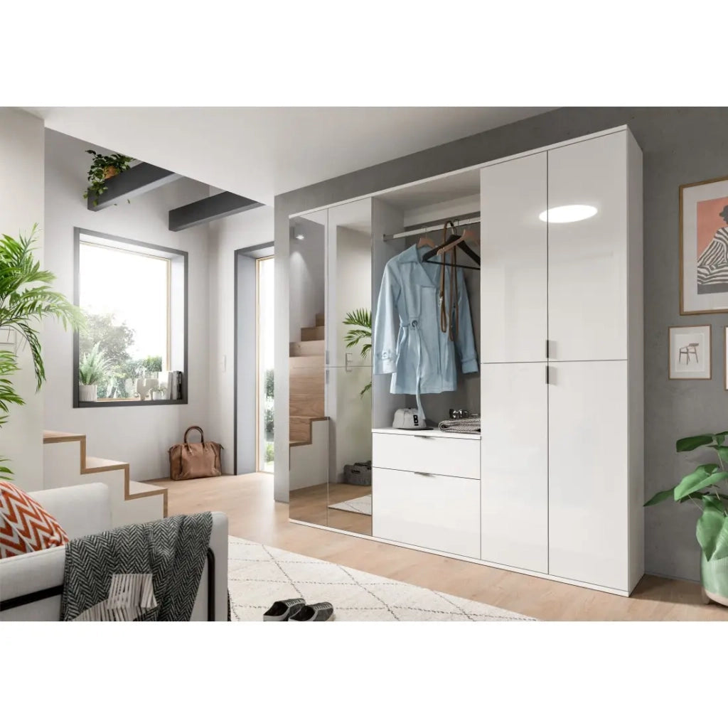 Mobile da stoccaggio BODITE – 2 cassetti – Bianco lucido – Eleganza e praticità