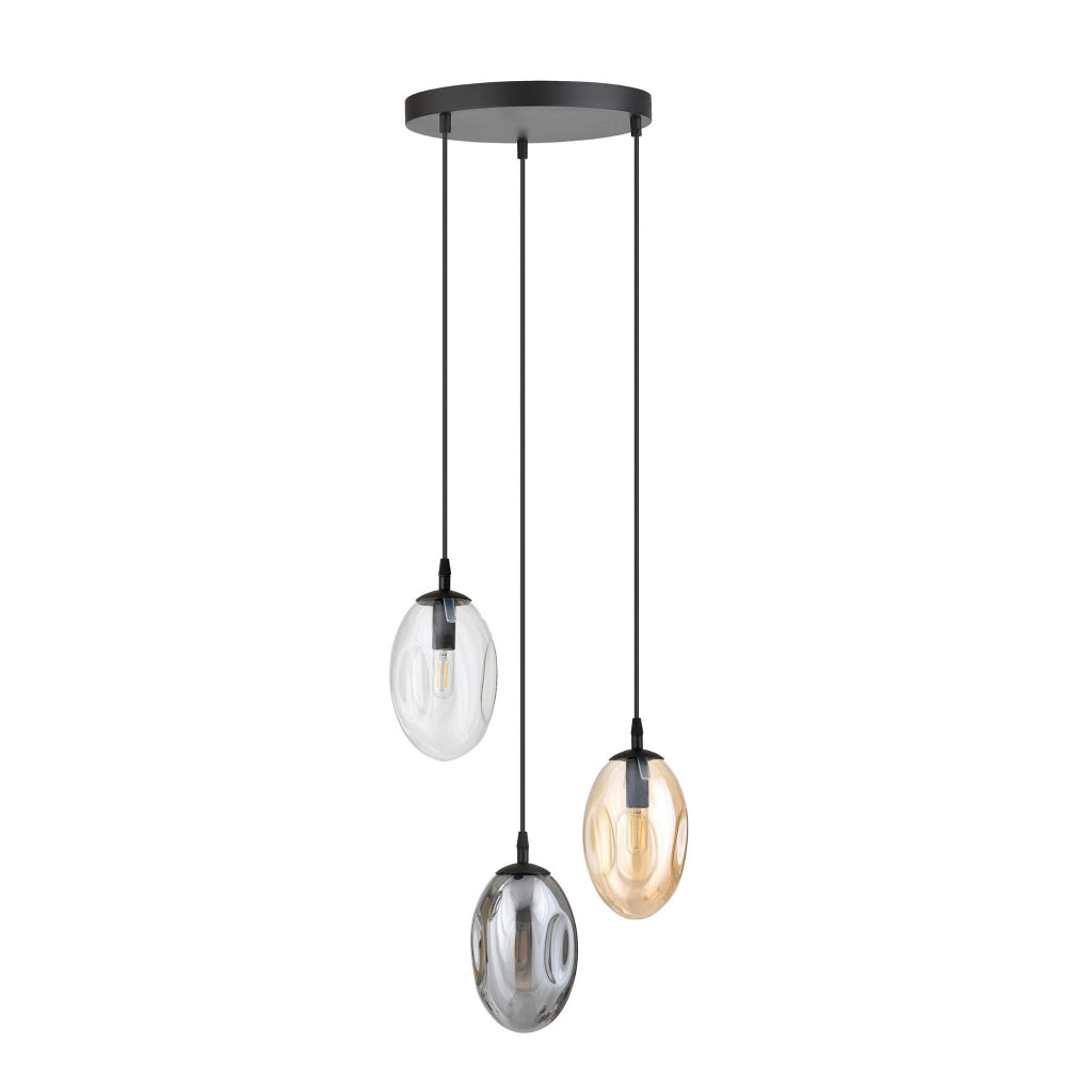 Lampadario Emibig Astral 3, 3xE14 nero multicolor vetro