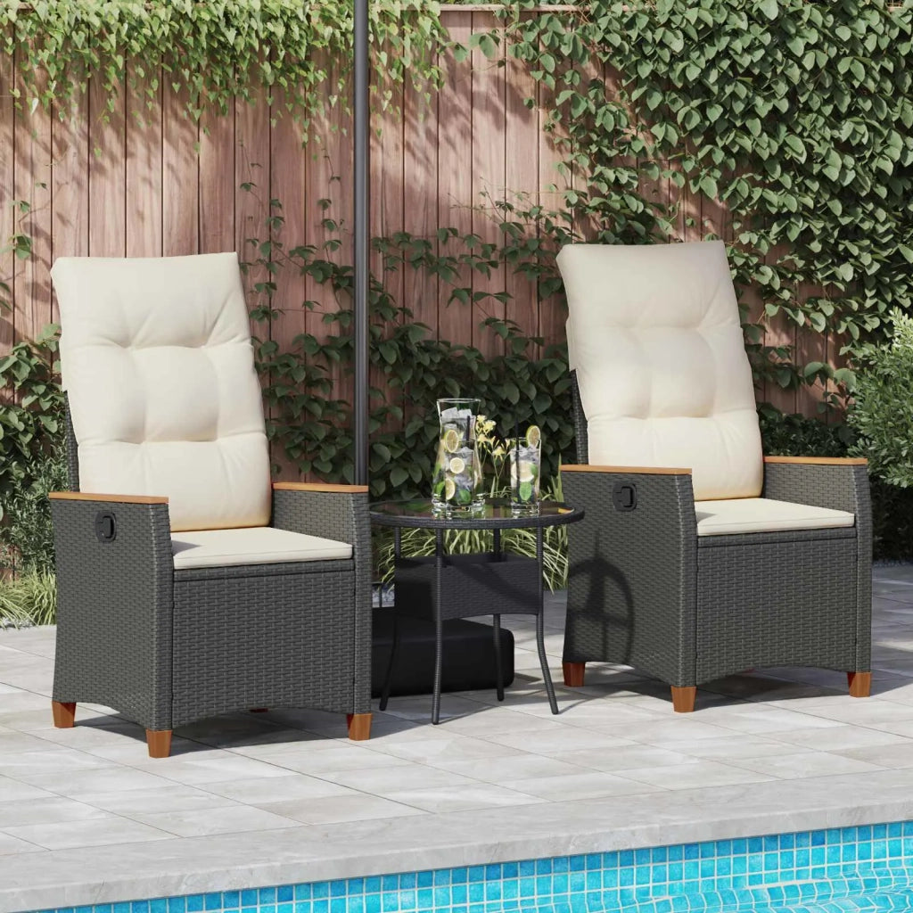 Sedia da giardino reclinabile Nero e Crema 64 x 57,5 x 112 cm 42026864