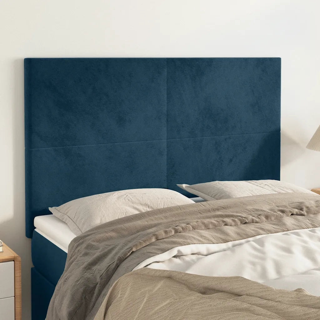 Testiera Blu Scuro 144x5x118/128 cm Velluto 3116104