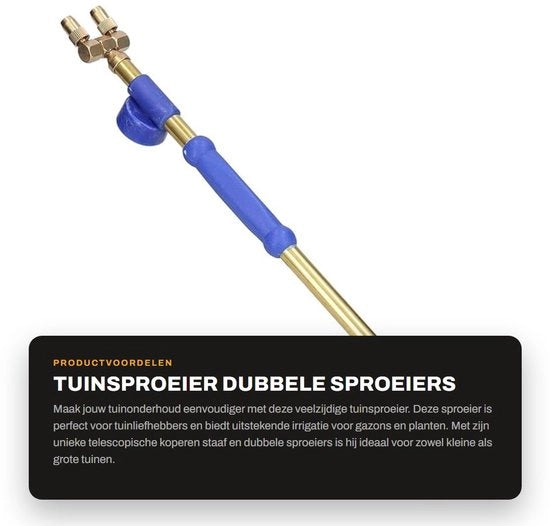 Tuinspruzzatore con Doppia Spremina - Asta Telescopica in Rame - Maniglia Antiscivolo - Bocchetta Regolabile - Adatto per Irrigazione - Aspiratore di Acqua
