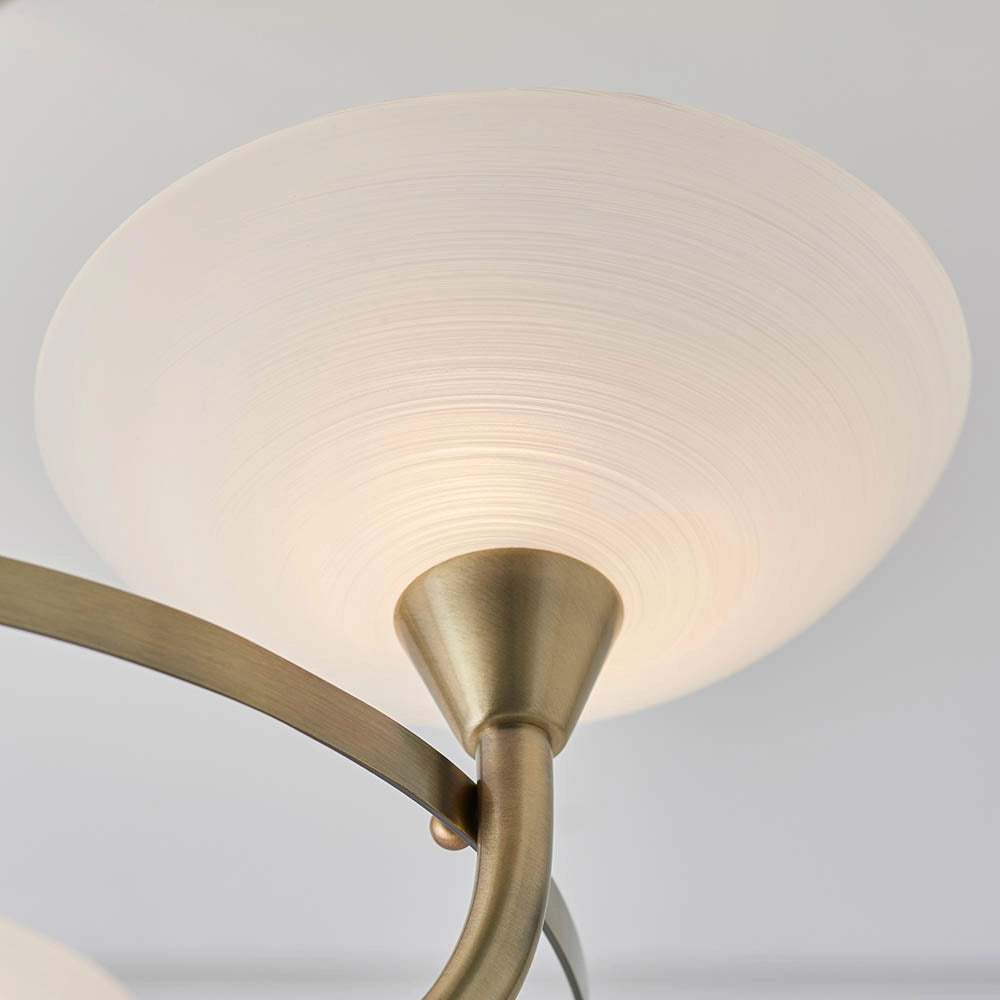 Plafoniera moderna 3 luci ottone anticato vetro G9 Endon