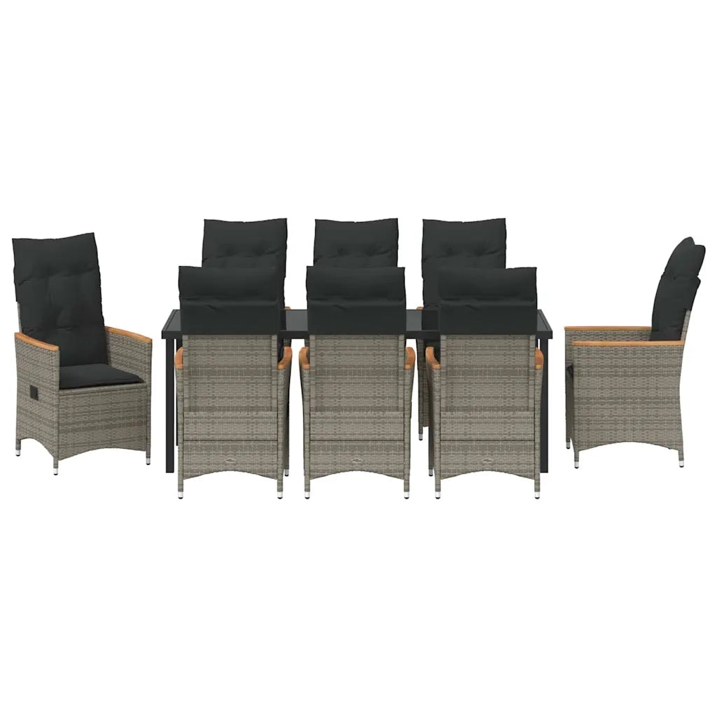 Set da Pranzo per Giardino con cuscino 9 pcs Grigio polyrattan 3379624