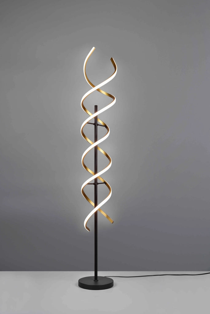 Piantana LED spirale, metallo, ottone e nero, H 150 cm, Sequence