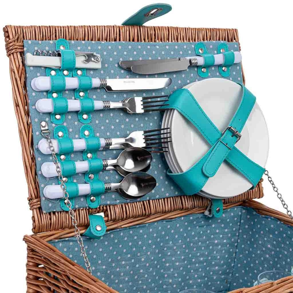 Cestino da picnic per 4 persone, marrone, 40x28x18h cm