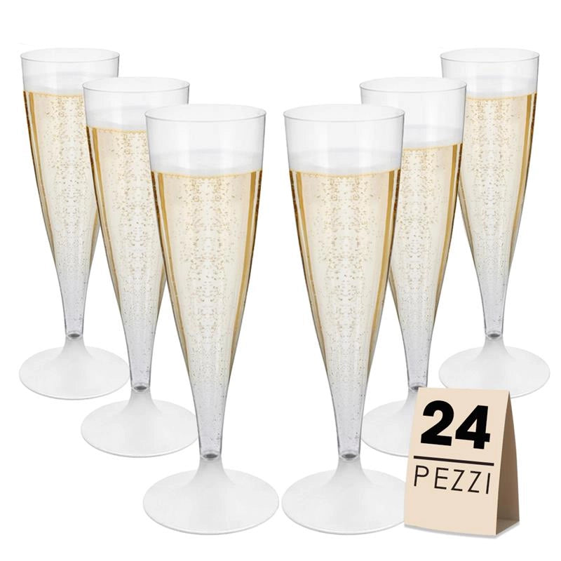 FLUTE SET 24 PZ IN PLASTICA TRASPARENTE IN CONFEZIONE DA 6 PEZZI L'UNA