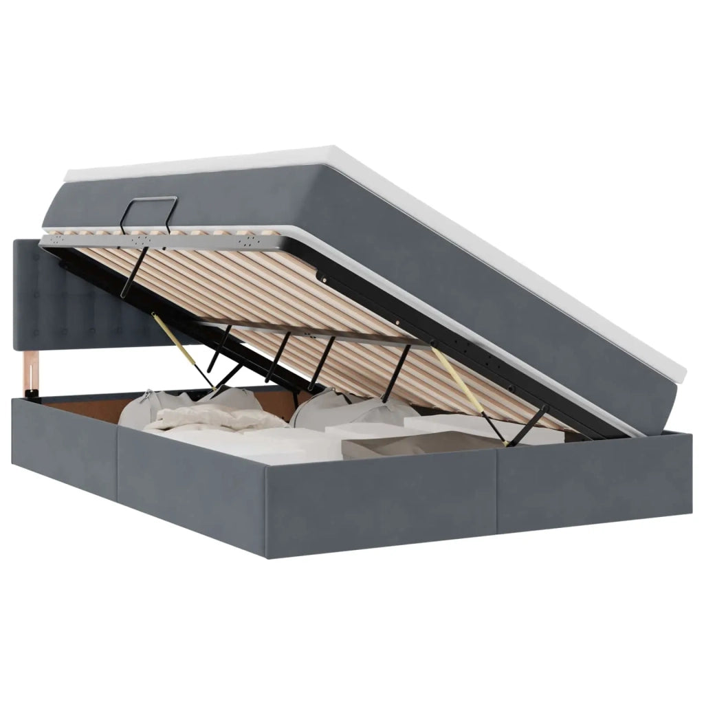 Letto con Contenitore Grigio scuro 140 x 190 cm Velluto