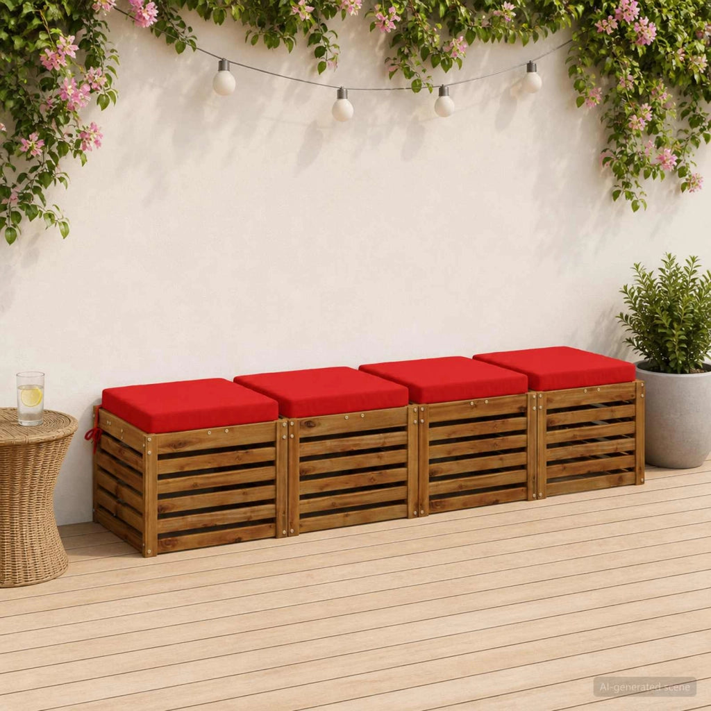 Cuscini per Sedia in 4 Pezzi SOEST 4 pz 100% Poliestere Rosso 944407
