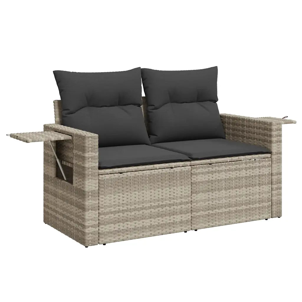 Set Divani da Giardino 7pz con Cuscini Grigio Chiaro Polyrattan 3220411
