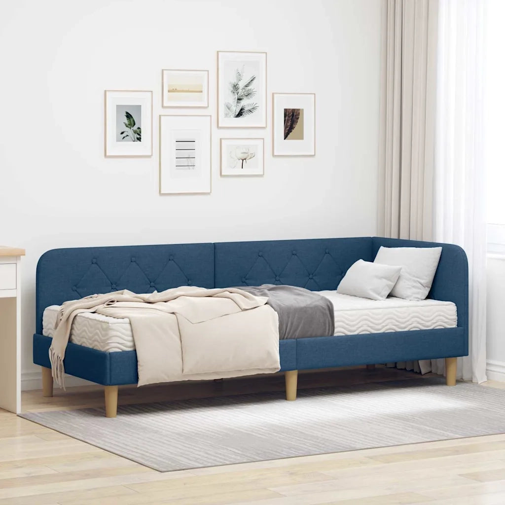 Cornice del letto ad angolo Blu 80 x 200 cm Tessuto 3394108