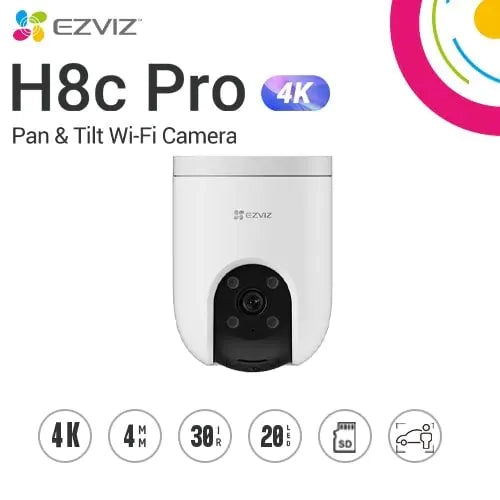 EZVIZ CS-H8C PRO (4K).Telecamera Wi-Fi 8 MP panoramica,inclinabile,audio bidirezionale,rilevamento umano