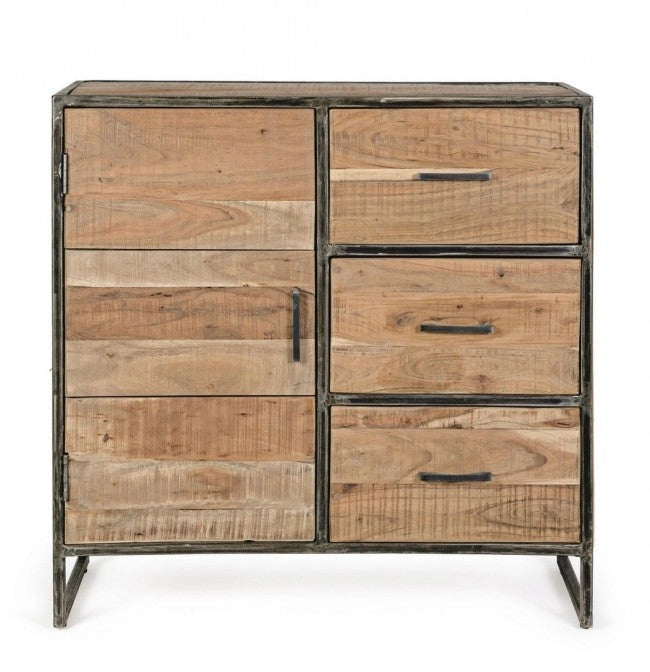 Credenza 1 Anta 90x40x90h cm 3 Cassetti Elmer