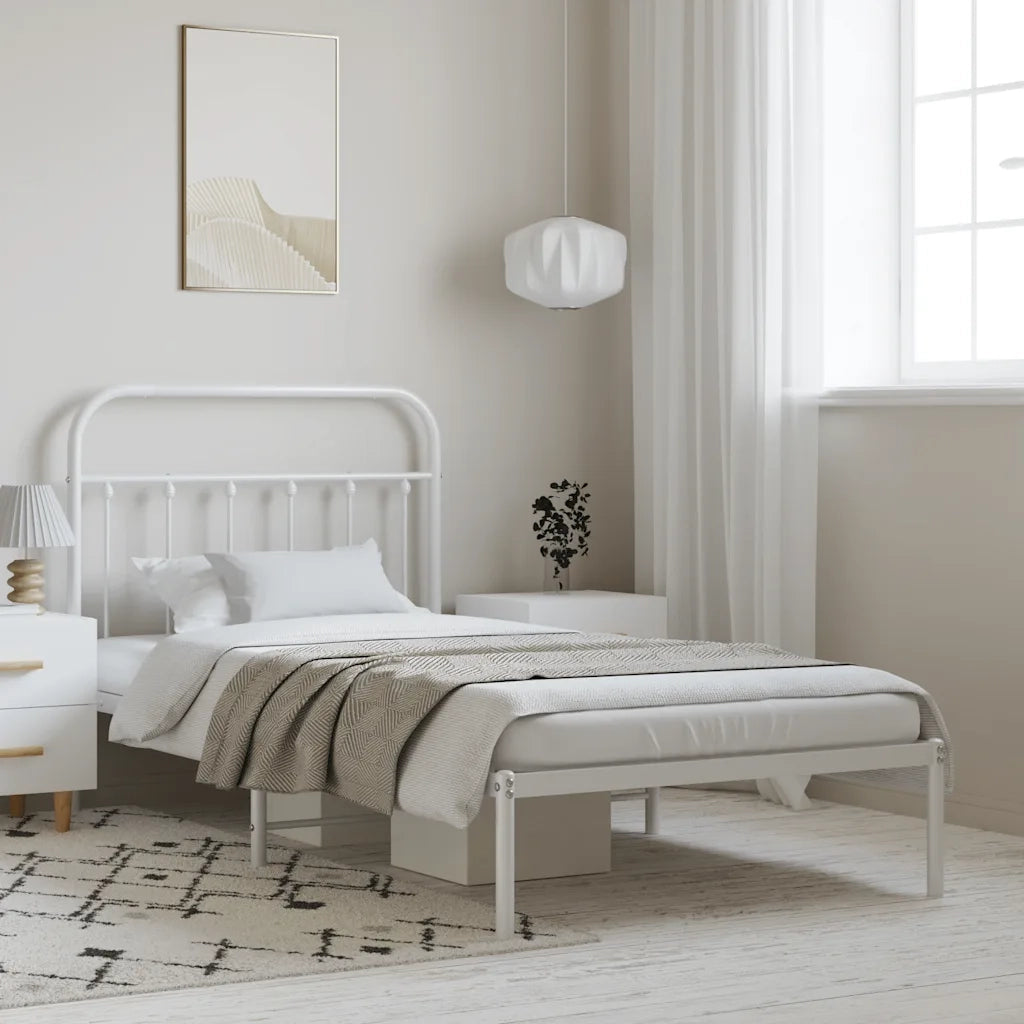 Giroletto con Testiera Metallo Bianco 100x190 cm 352621