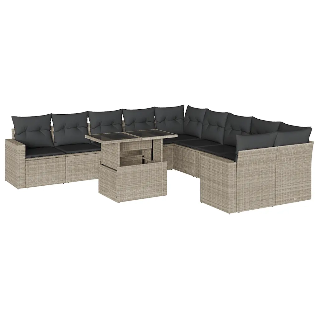Set Divani da Giardino 11 pz con Cuscini in Polyrattan Grigio 3267542