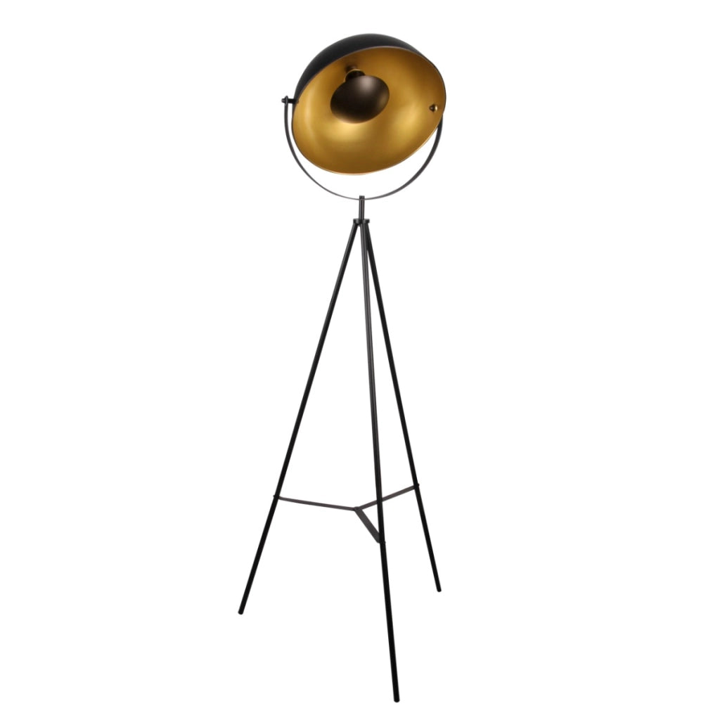 Lampada da terra treppiede nero oro E27 20W Matylda Polux