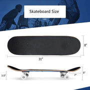 Tavolo da Skate 31" x 8" - Deck a 7 strati in Abete - Deck a Doppia Curvatura - Tavoli Standard - Adatto a Ragazzi Ragazze - Tieners Volontari - Principianti - Blu