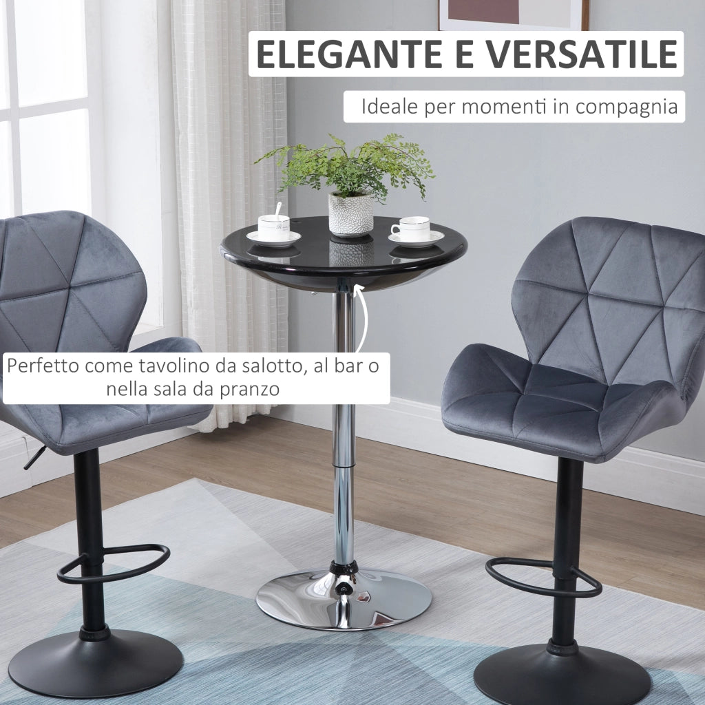 Tavolo da Bar Rotondo con Piano Girevole e Base in Acciaio ¨C Minimal ¨C Nero, ¦µ61x76-97cm