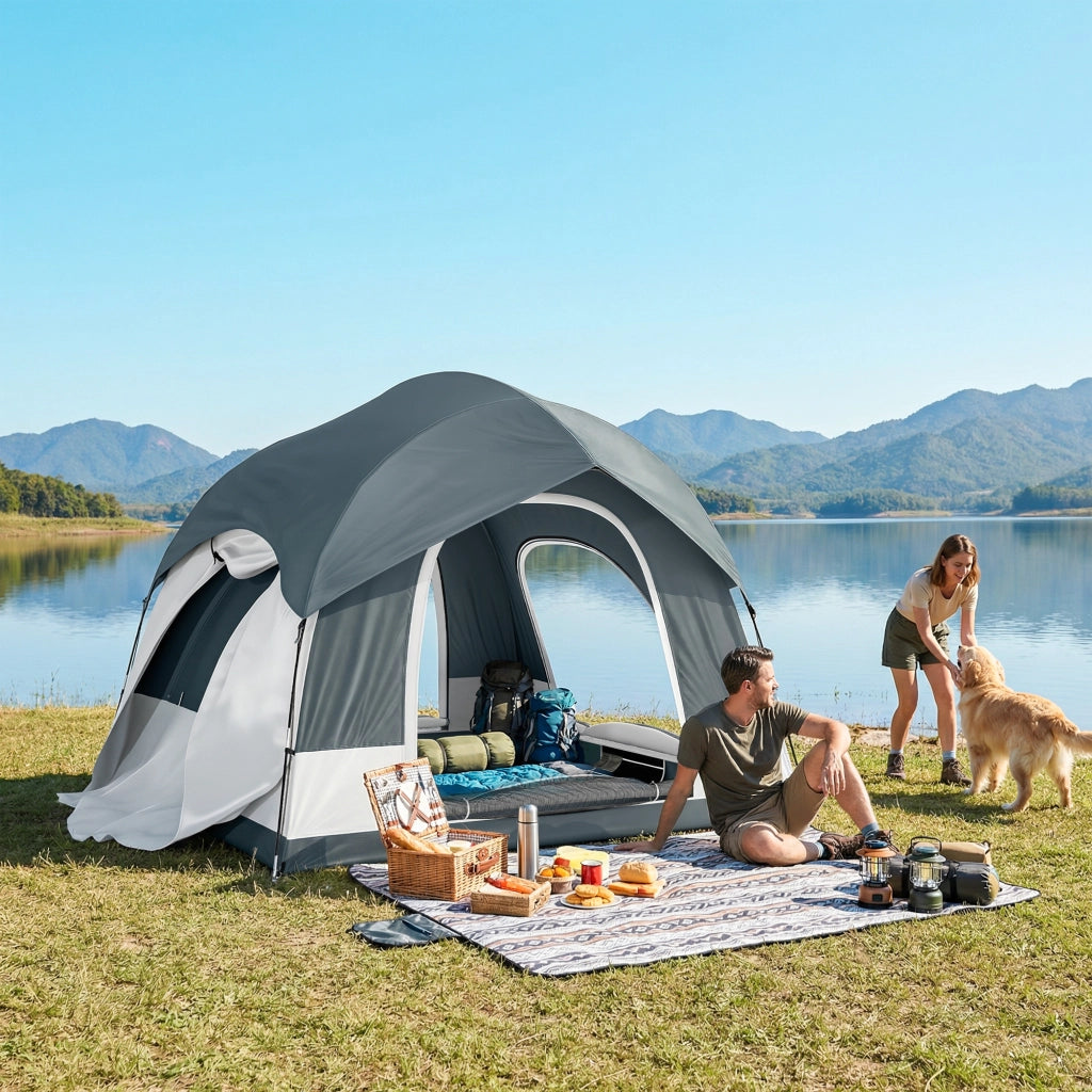 Tenda da Campeggio 2-4 Persone ¨C Xylo ¨C Impermeabile con 3 Porte, Compatibile SUV, Blu Scuro