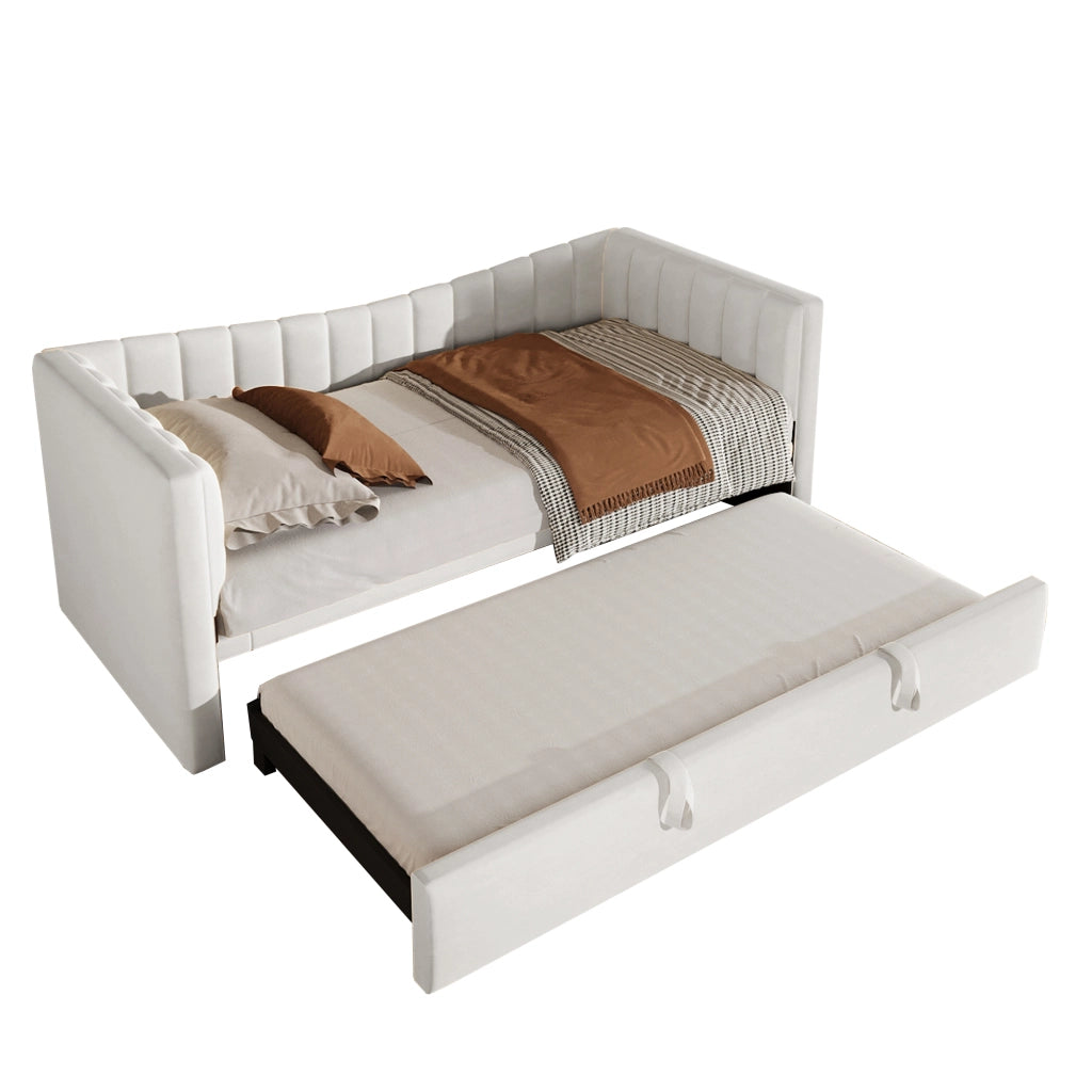 LETTO con letto estraibile 90x200 cm in velluto bianco