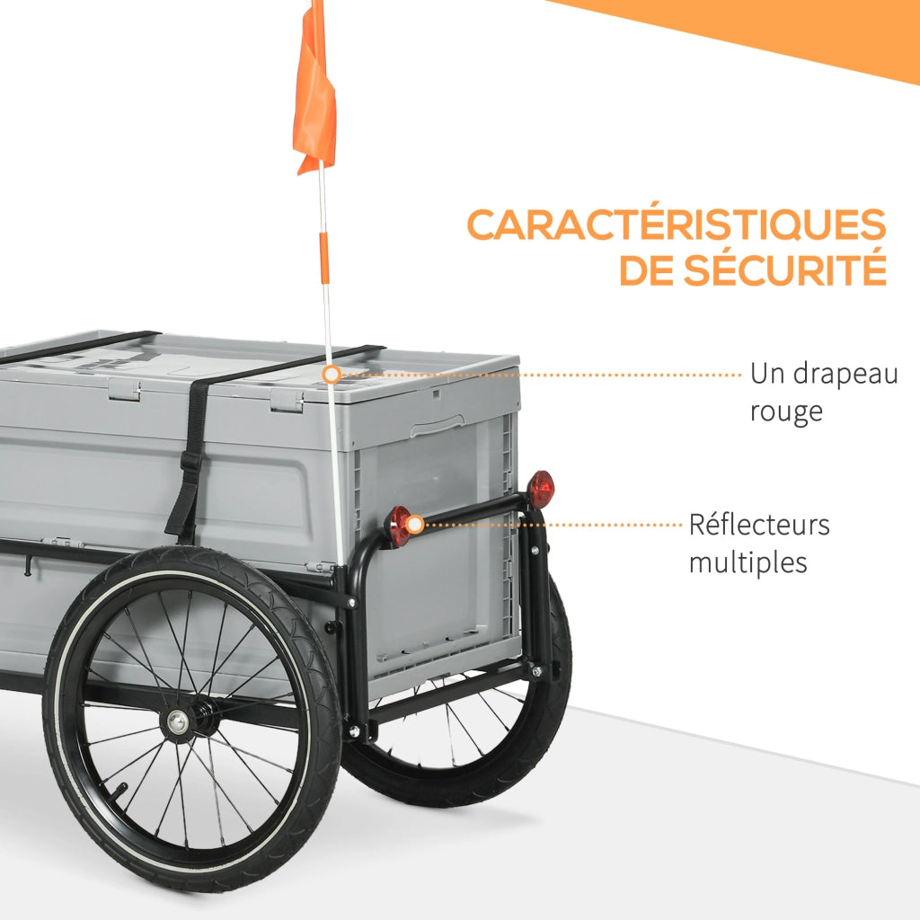 Rimorchio per bicicletta con cesto 65L ¨C Minimal ¨C grigio