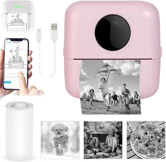 Stampante portatile per fotocopia mini termica per appunti e note - compatibile con iOS e Android - stampante mini rosa