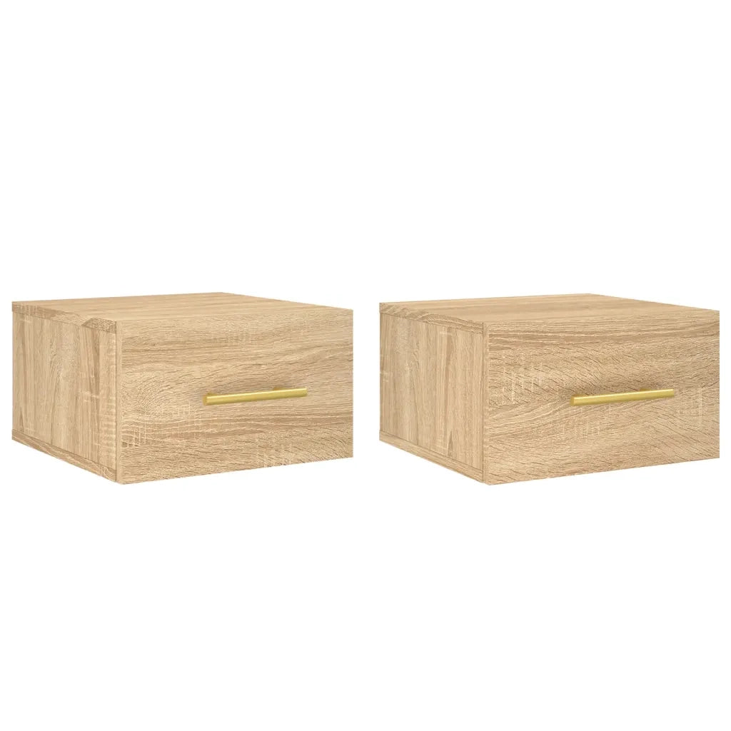 Set di 2 Comodini | Armadio da Notte | Mobiletto da notte a Muro Rovere Sonoma 35x35x20 cm