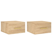 Set di 2 Comodini | Armadio da Notte | Mobiletto da notte a Muro Rovere Sonoma 35x35x20 cm
