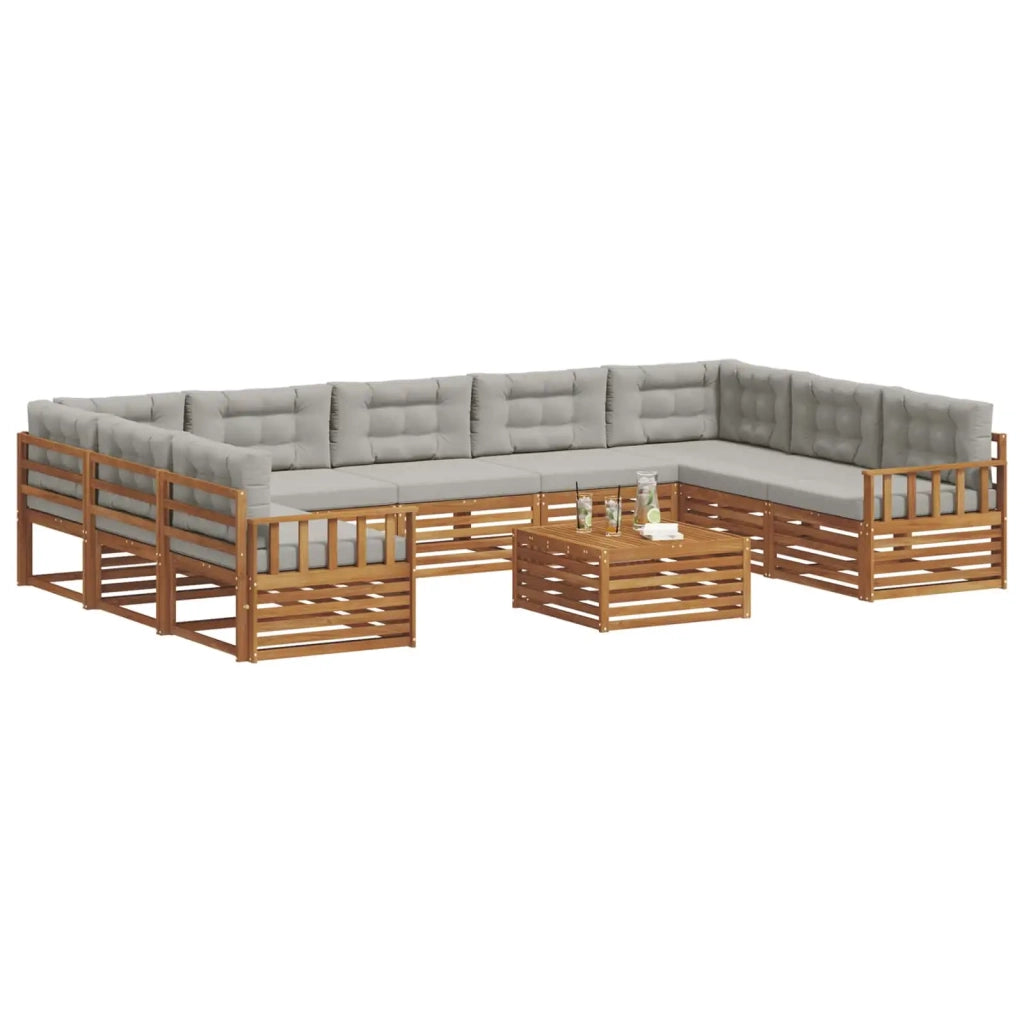 Set di divani da esterno 10 pcs Grigio Naturale e Chiaro 3374161