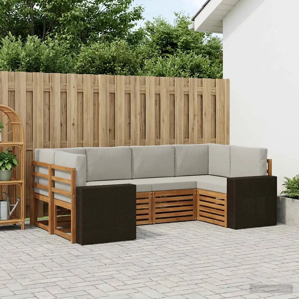 Set divano sezionale 6 pcs Naturale e Grigio Chiaro Poliestere 3384782