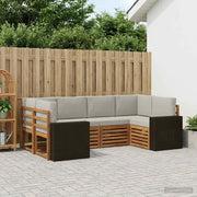 Set divano sezionale 6 pcs Naturale e Grigio Chiaro Poliestere 3384782