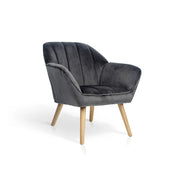 Poltrona Hispanohogar velluto grigio con gambe Hispanohogar legno 75x78x77