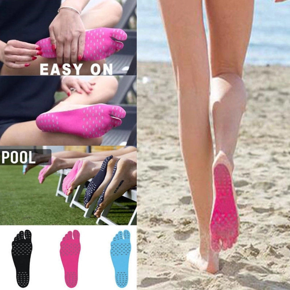 Trade Shop - Solette Nake Fit Estate Mare Sabbia Scogli Suolette Adesivo Protezione Piedi - Nero   L (40-43)