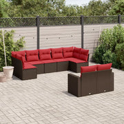 Set Divani da Giardino 9pz con Cuscini Marrone in Polyrattan 3219414