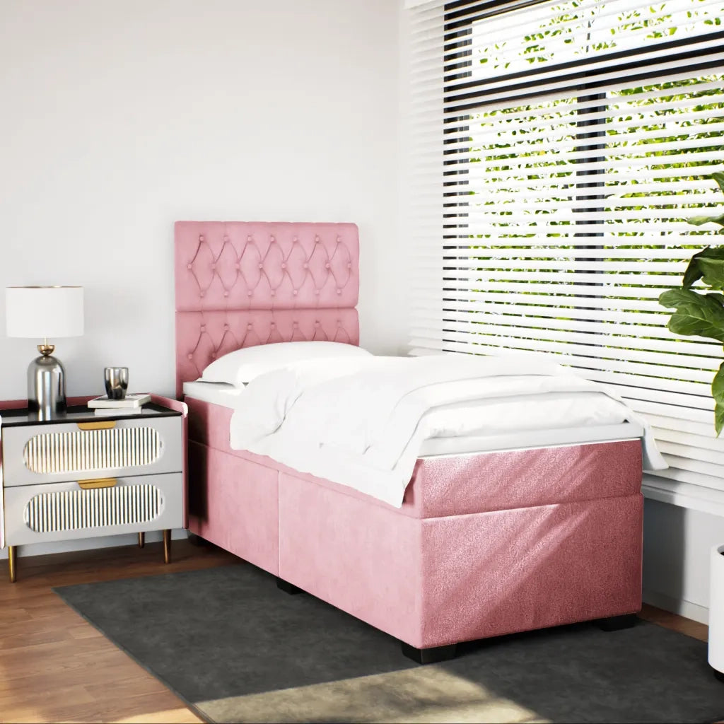 Giroletto a Molle con Materasso Rosa 80x200 cm in Velluto