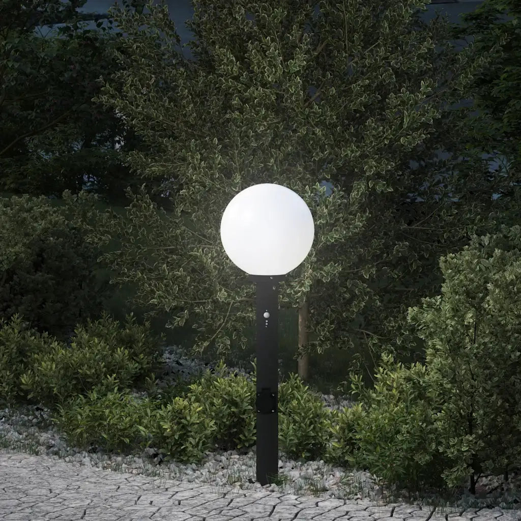 Lampada a paletto con sensore e presa 80 cm Nera IP44 4006123