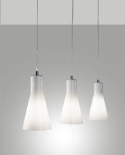Lampada a sospensione Diana in metallo cromato e vetro soffiato, design elegante, 3 luci attacco E27, ideale per interni, 2753-47-138