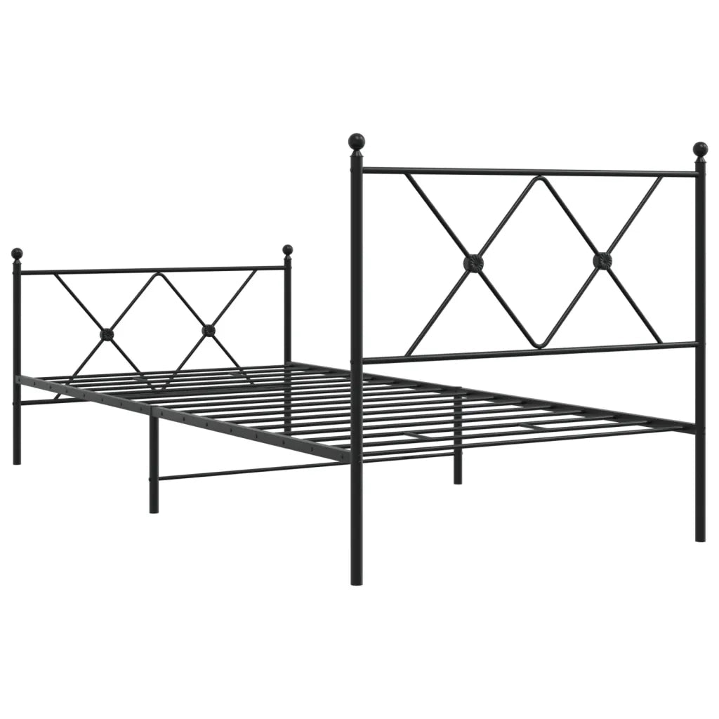 Giroletto con Testiera e Pediera-Struttura Letto Metallo Nero 90x190 cm 374469