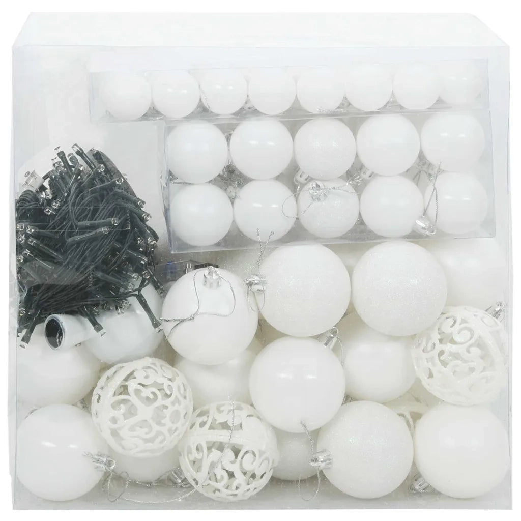 Set di Palle di Natale con 300 LED 120 pz-Decorazioni natalizie Bianco Plastica