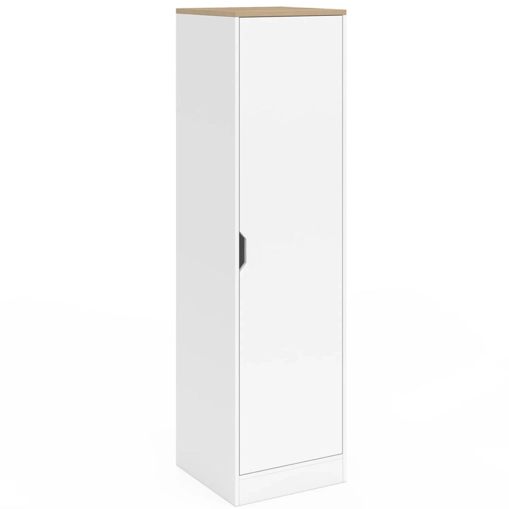 IDMarket - NOUK Mobile contenitore a 1 anta con ripiani in legno e bianco