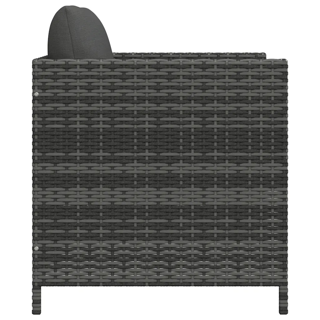 Divano da Giardino con Cuscini-Sofa da Giardino-Divano da esterno Grigio in Polyrattan