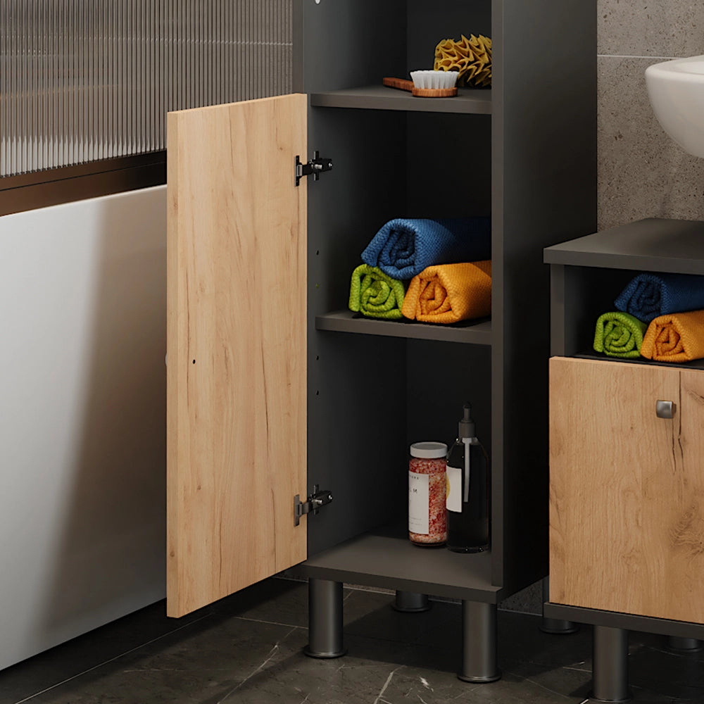 Vicco Mobiletto da bagno Antracite/quercia dorata 30 x 190 cm