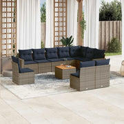 Set Divani da Giardino 11 pz con Cuscini in Polyrattan Grigio 3256509