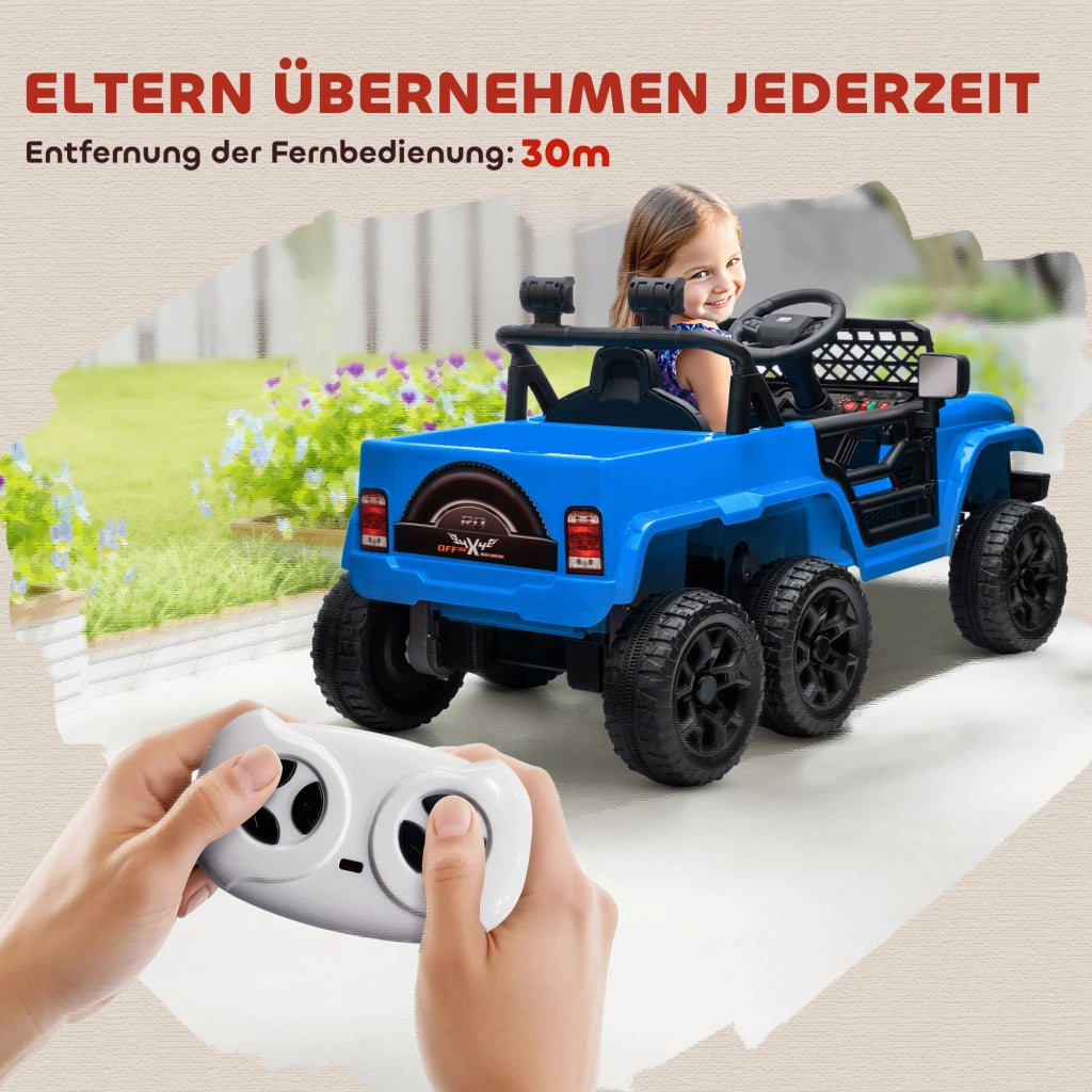 Auto elettrica per bambini con rimorchio e luci LED ¨C zephmum ¨C Blu