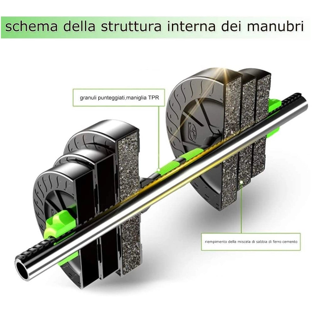 Trade Shop - Kit 2in1 Bilanciere + Manubri Con Pesi Regolabili Componibili Palestra Tot 10 Kg -