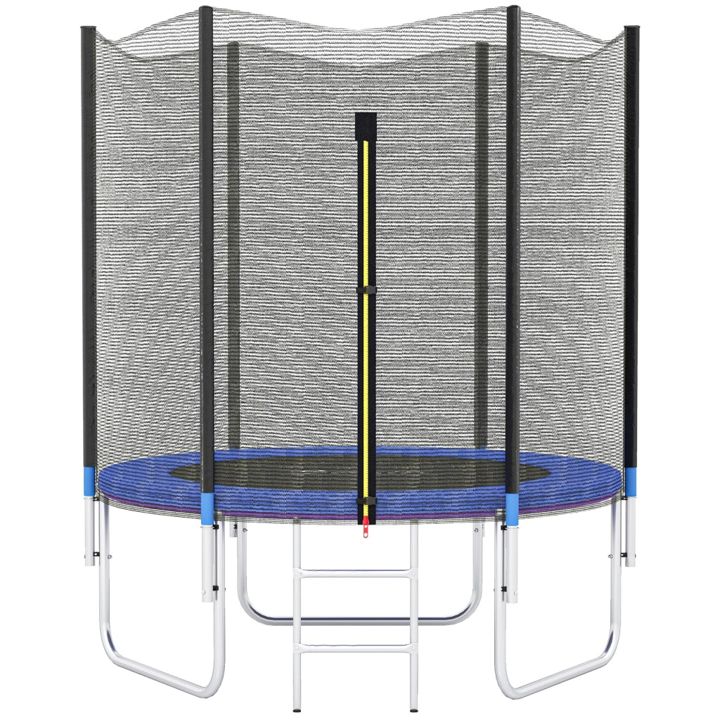 Trampolino da Giardino con Rete di Sicurezza e Scaletta ¨C zephmum ¨C Blu, Acciaio e Plastica, ?180x200 cm