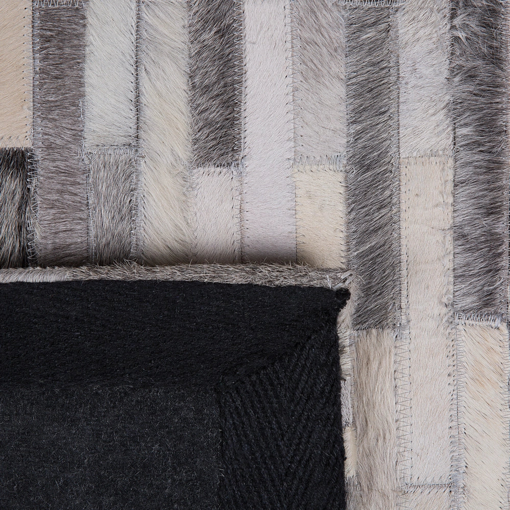 Tappeto tappetino Grigio Pelle 140 x 200 cm Patchwork Pelle Bovina Rettangolare Moderno