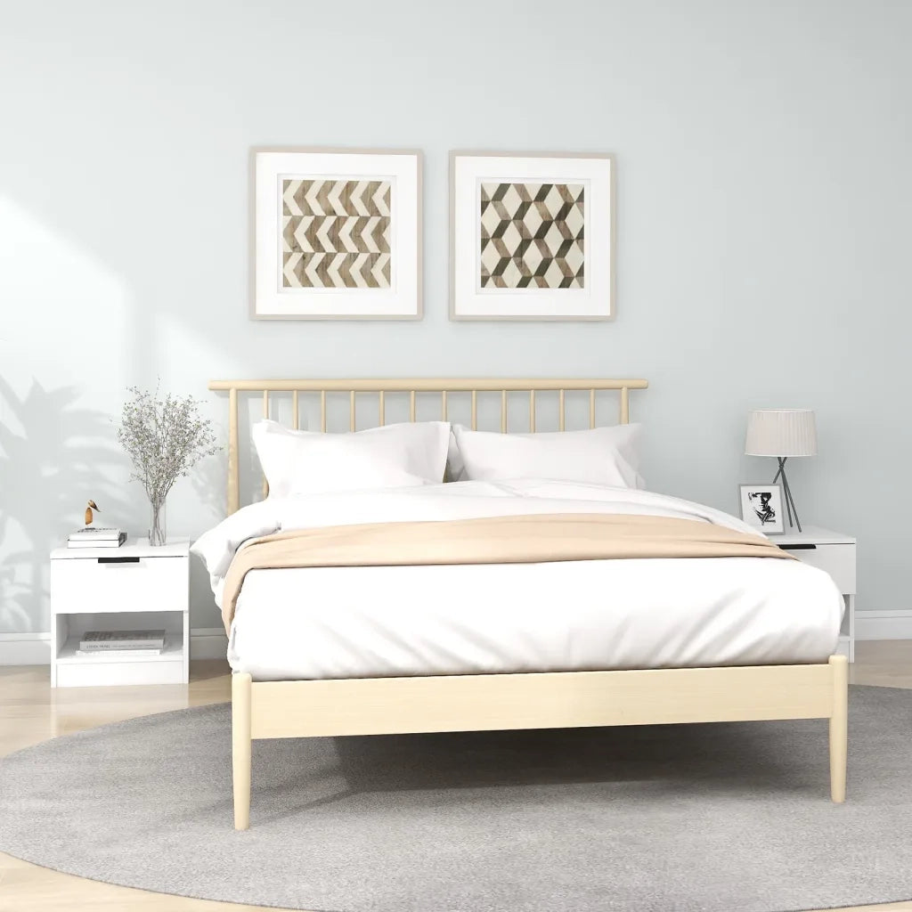 Set di 2 Comodini | Armadio da Notte | Mobiletto da notte Bianchi in Legno Multistrato