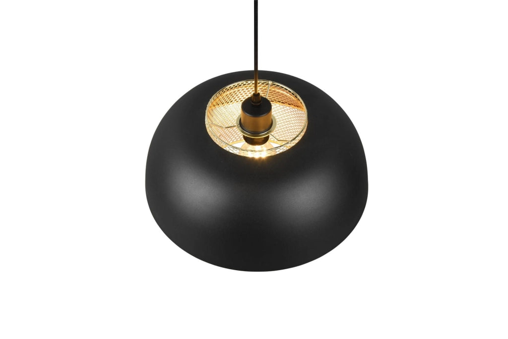 Lampada a sospensione RL Punch nera/oro metallo Ø35 E27